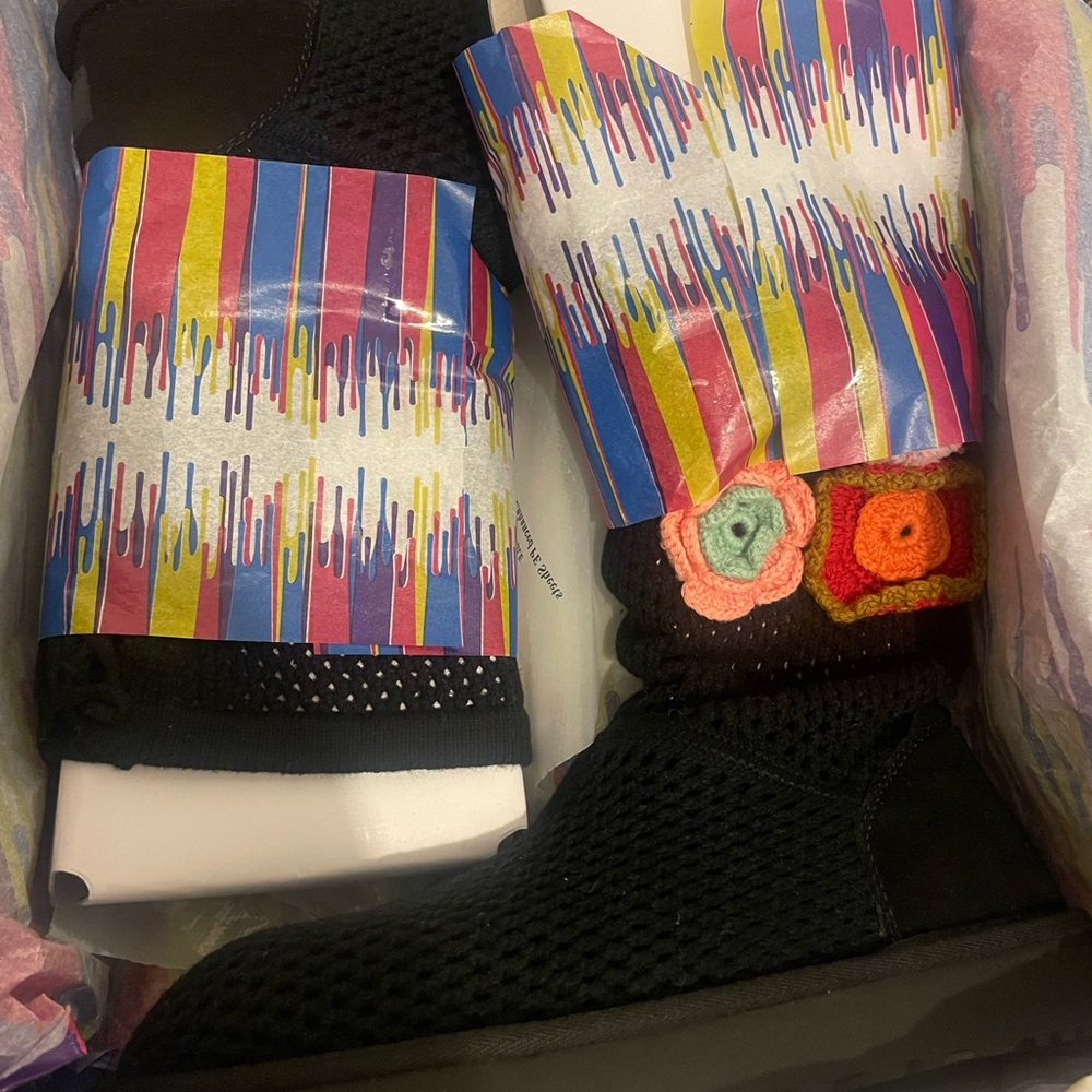 Black women’s Ugg boots with Colorful Accents